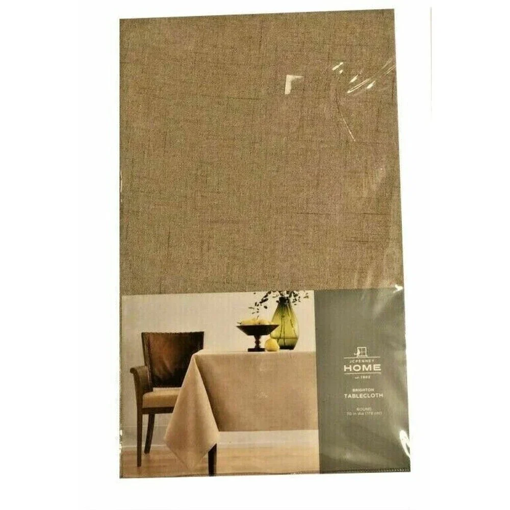 Brighton Fabric Tablecloth Tan Beige Easy Care JCPenney Home 60